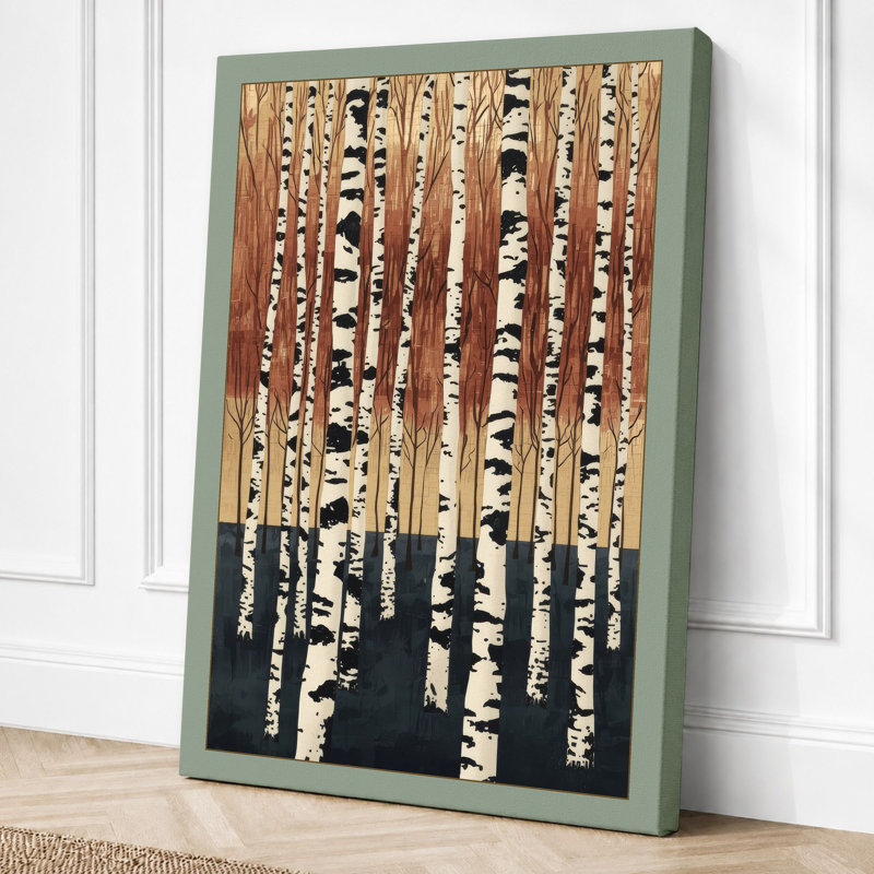 Birch Forest Scandinavian - Wrapped Canvas, 36x24 - 91.4 x 61.0 cm, Sage Border