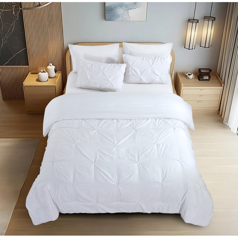 Ensemble d'édredon en duvet d'oie moelleux 3 pièces Marina, Édredon pour grand lit + 2 taies décoratives, Blanc