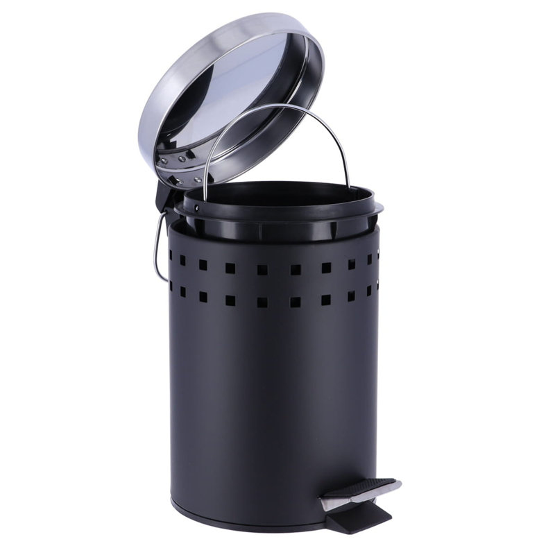 6502 Metal Step On Waste Basket - 0.8 Gallons, Black