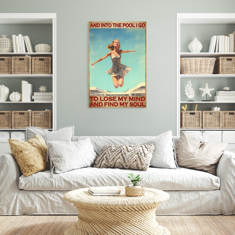 «And Into The Pool I Go», ensemble de 1 rectangles et Into The Pool I Go, ensemble de 1 reproductions d'art sur toile tendue