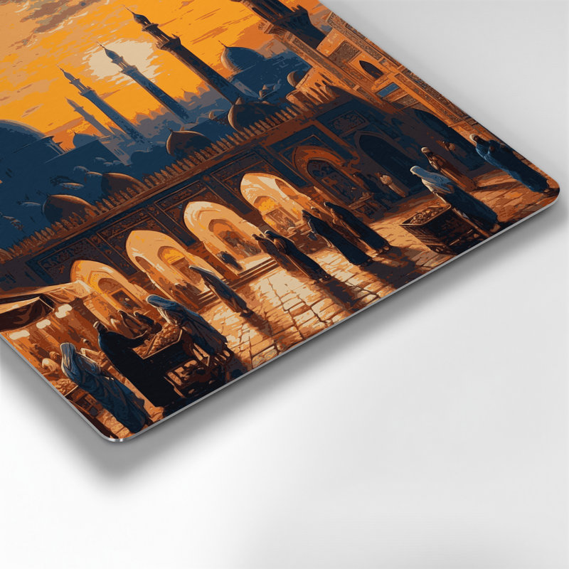 Art mural mauve, cités, cités, Égypte, H 12 po x l 12 po
