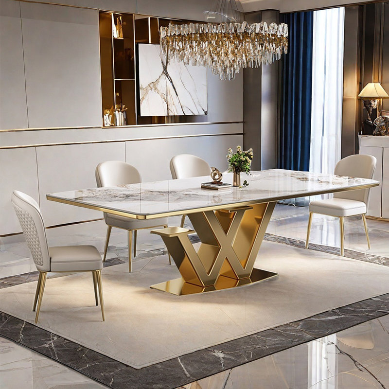 Ensemble de table de salle à manger rectangulaire de luxe moderne et simple, H 29,5 po x L 63 po x l 31,5 po