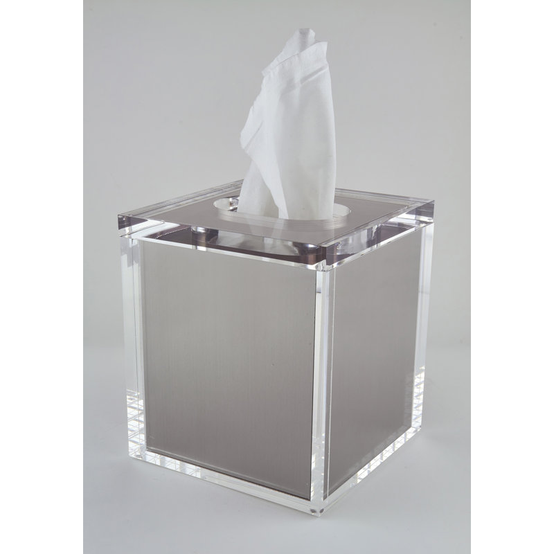 Lucite Tissue Box w/Lid, Silver