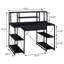 Bureau noir avec tablettes ouvertes et rangement pratique pour câbles à 1 tiroir et 8 compartiments en bois élégant avec structure en bois spacieuse-1841165548
