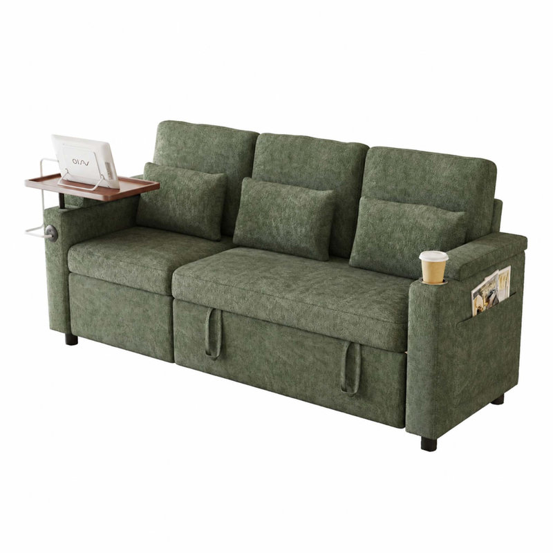 Canapé-lit pliable en chenille de qualité supérieure 3-en-1 avec dossiers réglables et conception multifonctionnelle