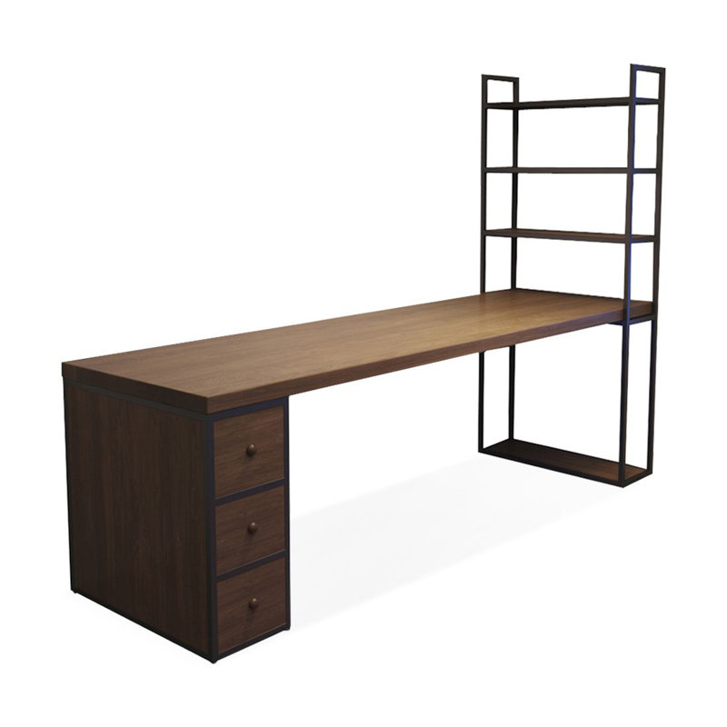 Bureau de direction rectangulaire en bois massif avec tiroirs Walnut, H 29,53 po x l 78,74 po x P 23,62 po, Retour à droite
