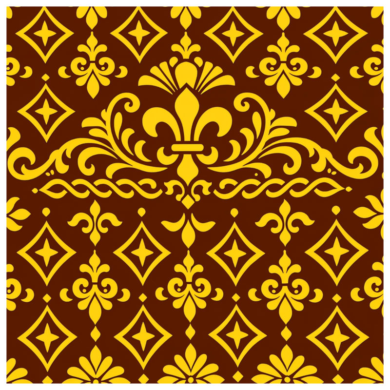 Édredon jaune à motif damassé brun, Twin