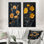 Reproduction murale 2 pièces en métal monochrome jaune et gris Grace II - botanique