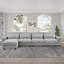 Canapé modulaire réversible de 129 po en lin et chaise longue avec repose-pieds-1053305359