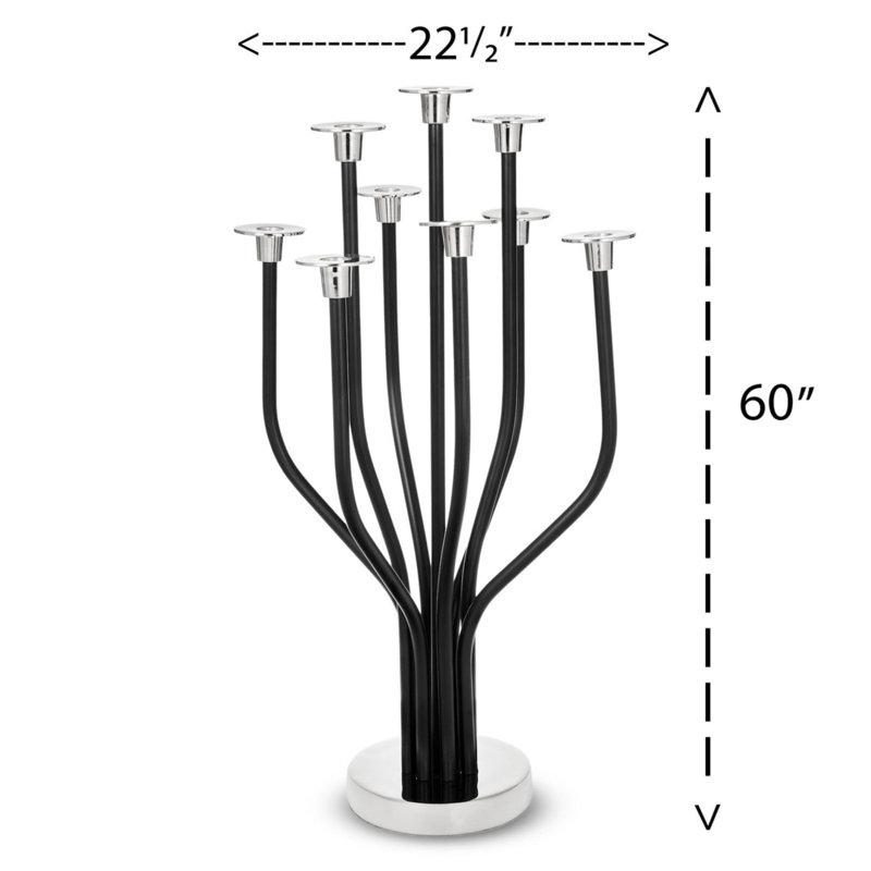 Radiant Tree Stainless Steel Tabletop Candelabra, 60" H x 22.5" W x 22.5" D, Black/Silver