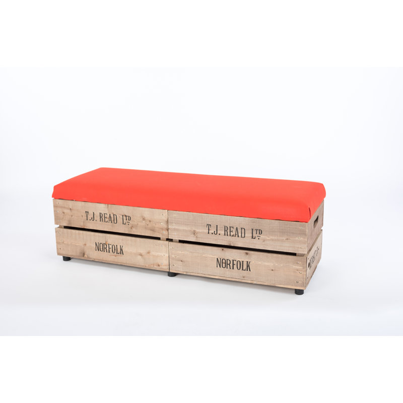 Edson Upholstered Outdoor Ottoman, Red