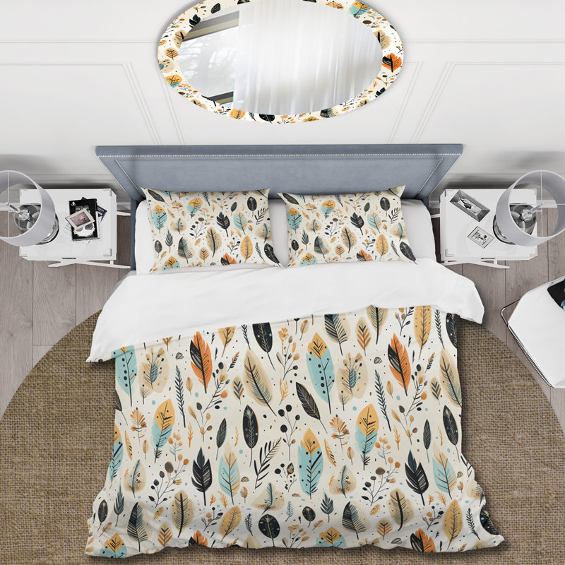 Ensemble de housse de couette à motif bohémien rustique, Housse de couette simple + 1 taie décorative stan