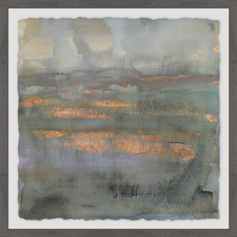 « cuivre émulsion i », reproduction de peinture à l’aquarelle encadrée, H 12 po x l 12 po x P 1,5 po