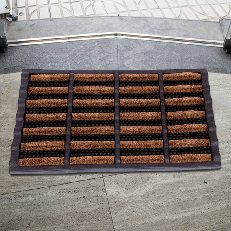 Tapis d'entrée / extérieur antidérapant Cadee, L 23,5 po x L 15,5 po, gris