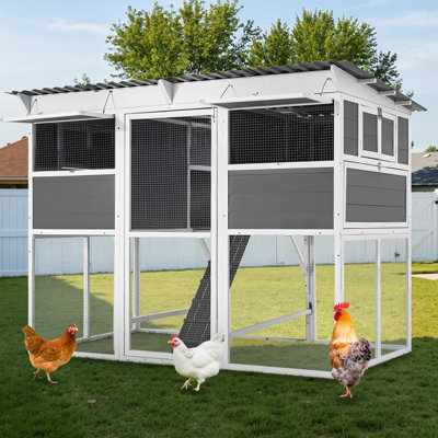 Très grand poulailler de 83 po avec enclos, poulailler en bois avec 6 nichoirs et perchoir pour 6 à 10 poulets
