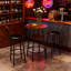Ensemble de table de bar et de chaises 3 pièces, petite table de salle à manger pour 2 personnes avec rangement à 2 niveaux et 2 tabourets de bar rembourrés en polyuréthane pour la cuisine, la salle à manger, le salon, le bar, le café, le coin petit espace, rustique
