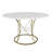 43 Inch Round Extendable Dining Table For 4-6, Farmhouse Kitchen Table With Storage Shelf & Gold Metal Base, Marble Veneer Table From 43 To 59 Inch, Large Round Table For Home (No Chairs)