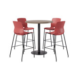 KFI Studios Round Bistro Table Set, 1 Table, 4 Stools
