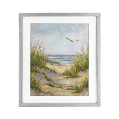 Peaceful Beach Sand Dunes Framed Print Under Glass, design by Linda Sperruzzi
