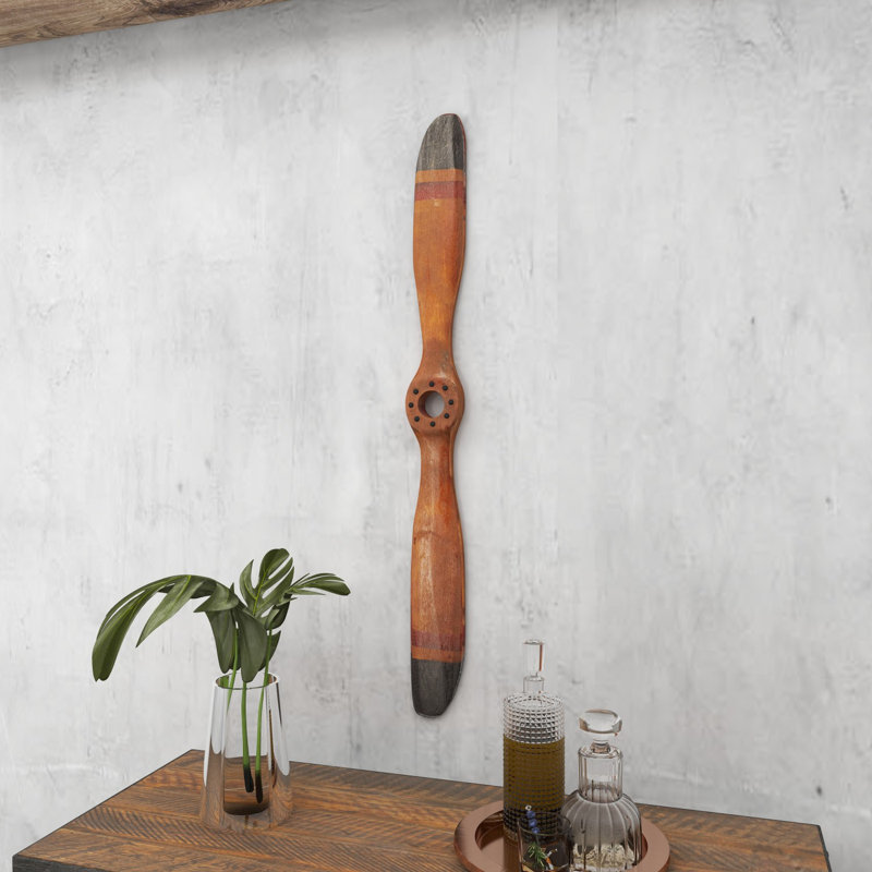 Décoration murale à hélice d'avion en bois à deux pales avec détails de style aviation Dayina