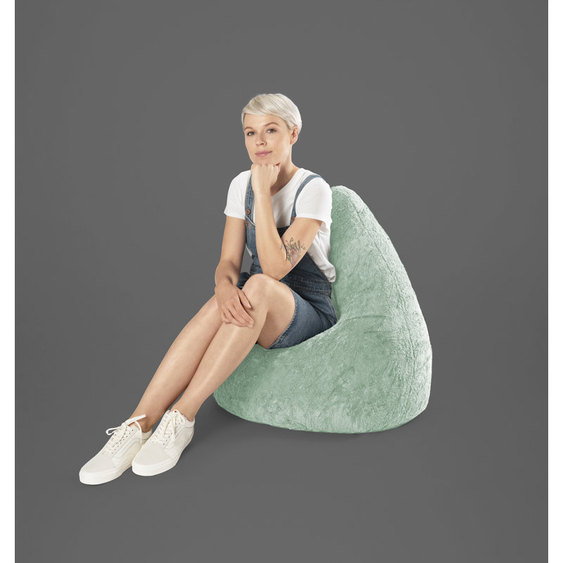 Fluffy Bean Bag Chair & Lounger, Sage 100% Polyester