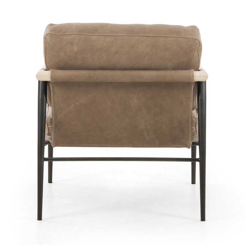 Rowen Leather Armchair, Sheepskin Camel Sherpa