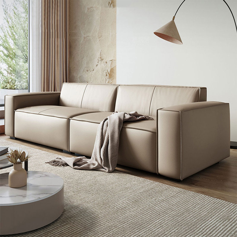 Causeuse-coussin modulaire en cuir véritable ivoire