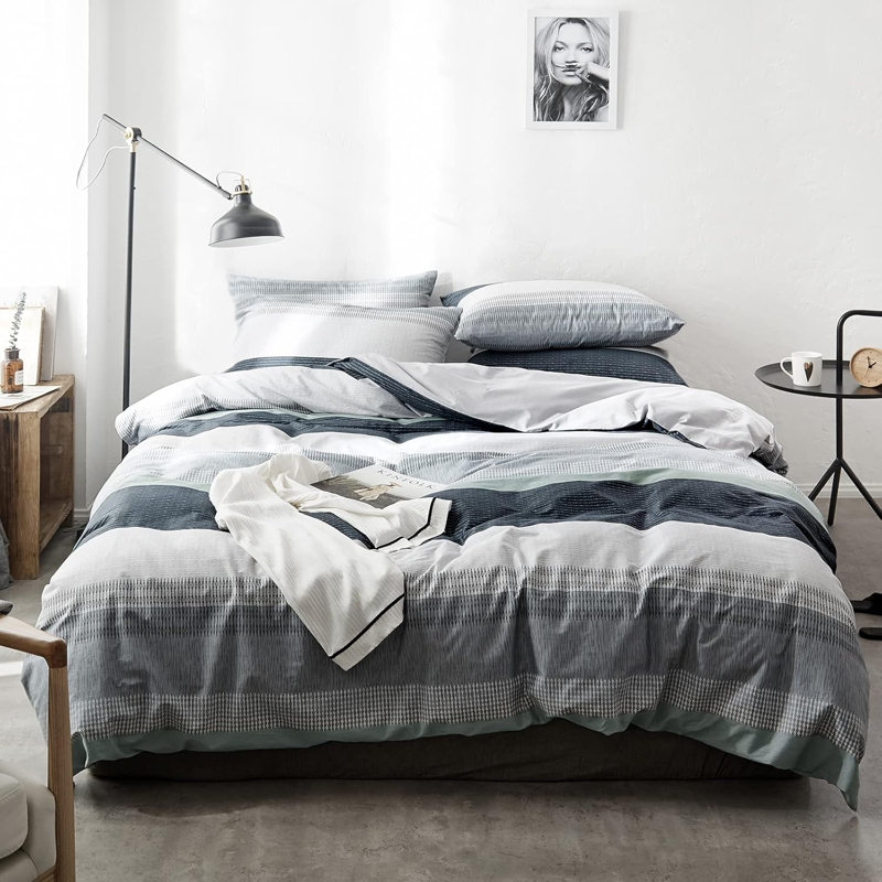 Chic 100% Cotton Flower Printed Duvet Cover Set, Queen Duvet Cover + 2 Standard Pillowcases, Floral 17