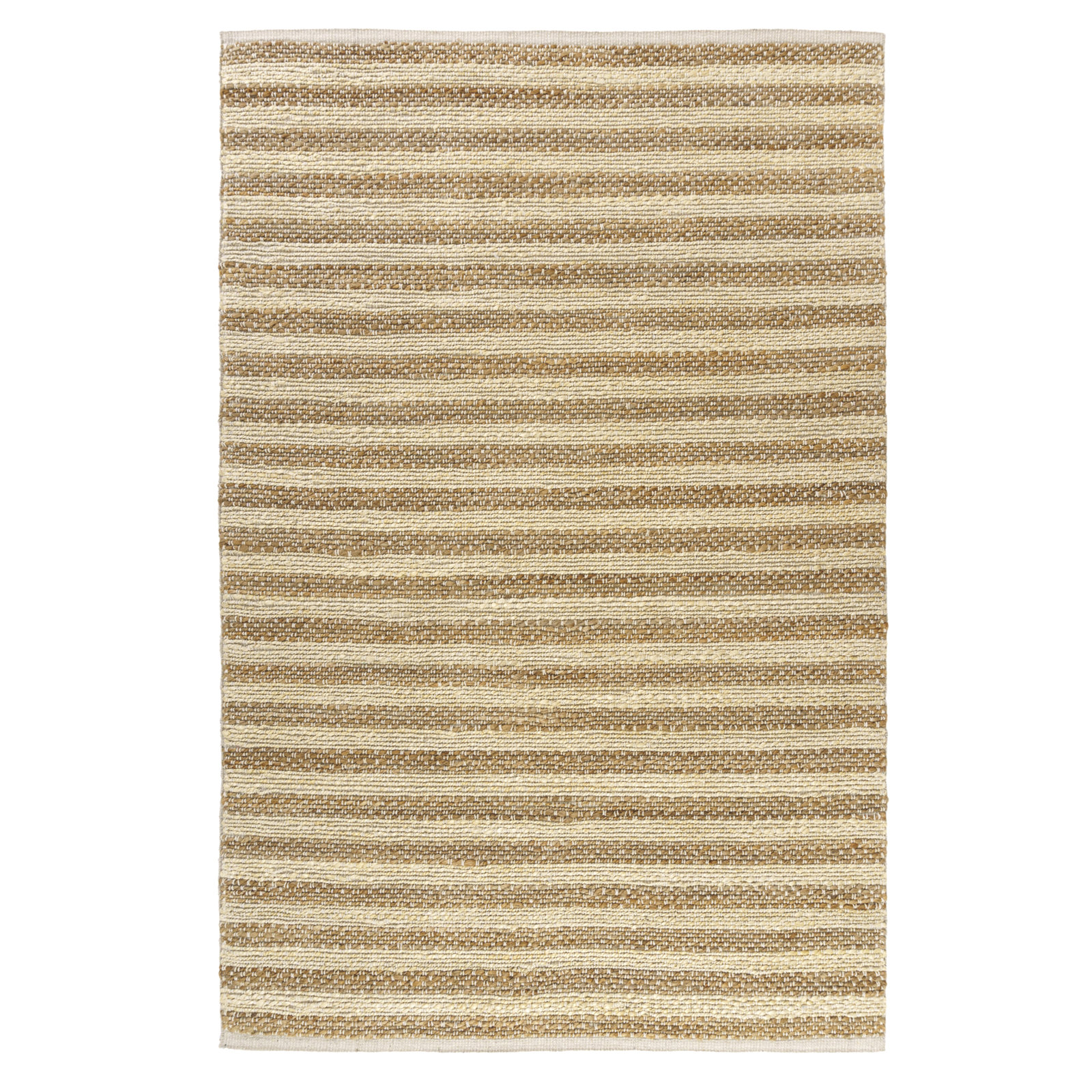 Coastal Striped Tan/Cream Jute/Cotton Hand-Woven Indoor Area Rug, Rectangle 7'9" x 9'9"