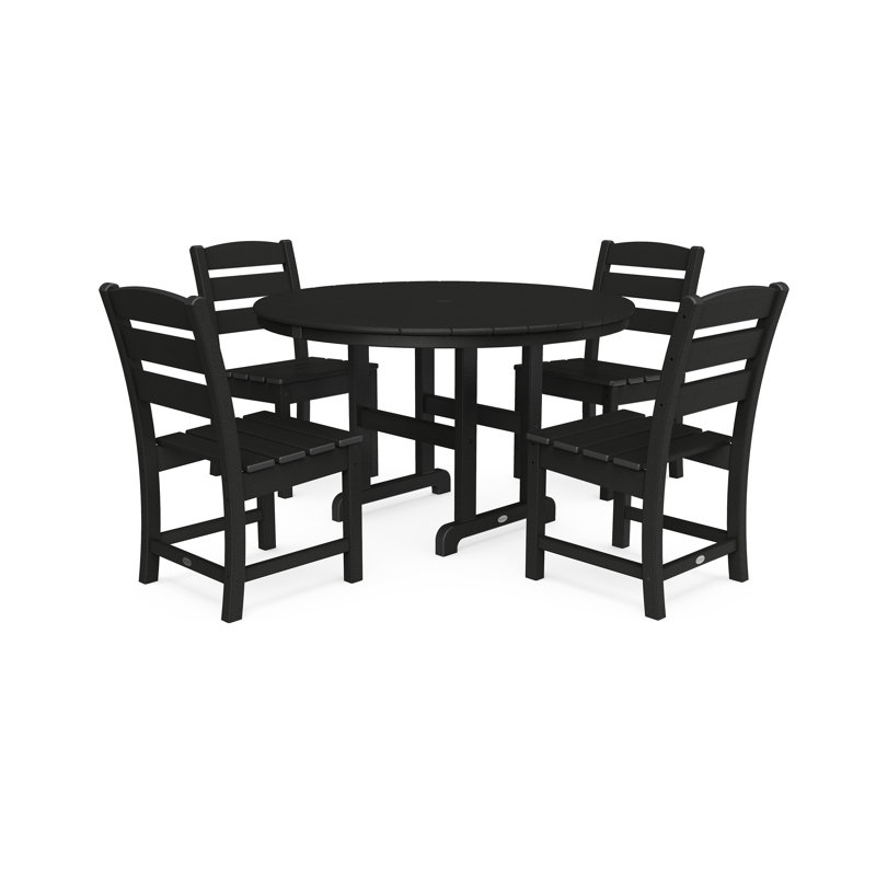 Lakeside 5-Piece Round Farmhouse Side Chair Dining Set, Black