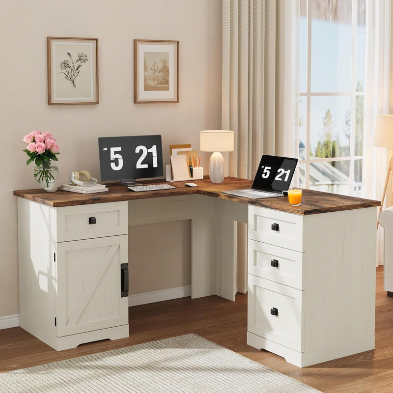 L-Shaped Computer Desk, Brown
