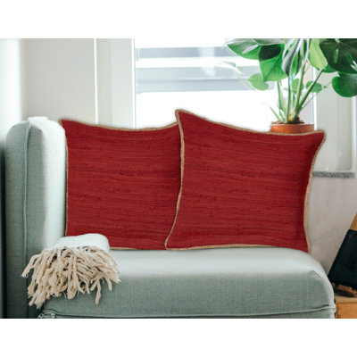Ensemble de 2 coussins en coton et jute texturés faits à la main par Ingrassellino