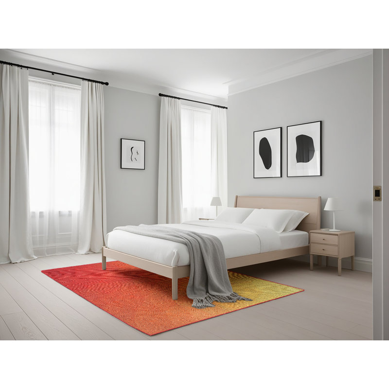 Tapis à motifs rouge / orange, Rectangle 5 pi x 7 pi