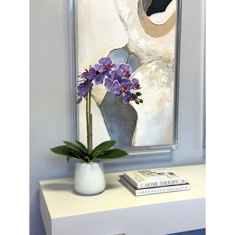 Silk Orchid Faux Floral in Pot, Purple