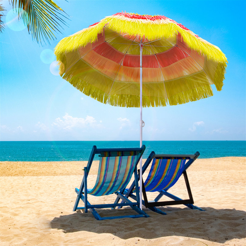 Brayam 160cm Tilt Beach Parasol, Yellow/Red