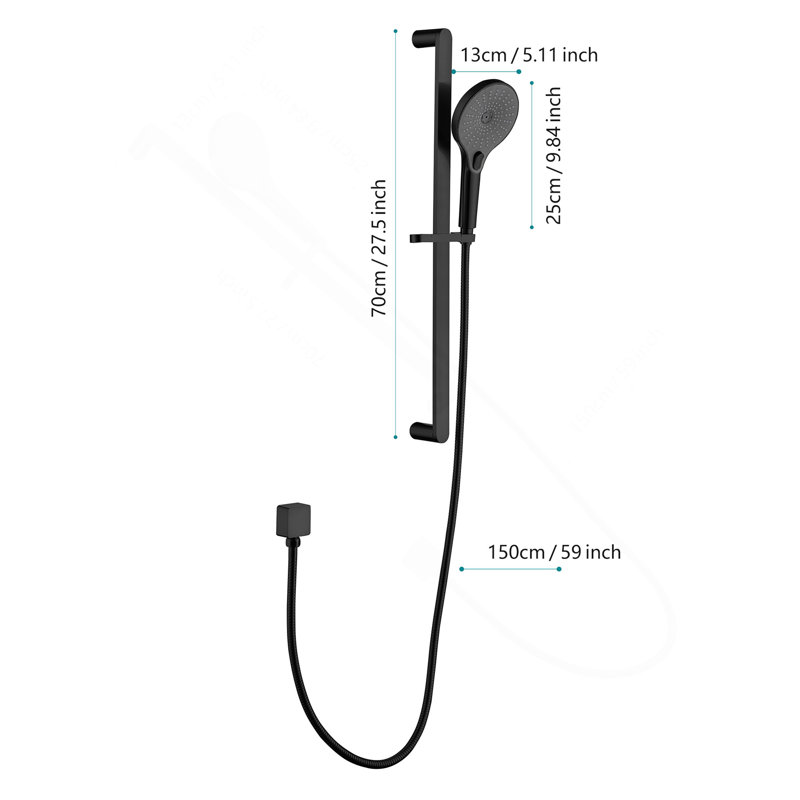 Handheld Shower with 28-Inch Slide Bar and 59-Inch Hose