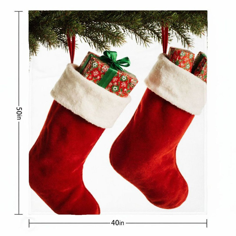 Chaussette de Noël en flanelle 1Pc, L 50 po x l 40 po