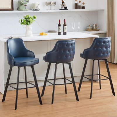 Tabouret de bar pivotant en cuir avec dossier haut (ensemble de 3)