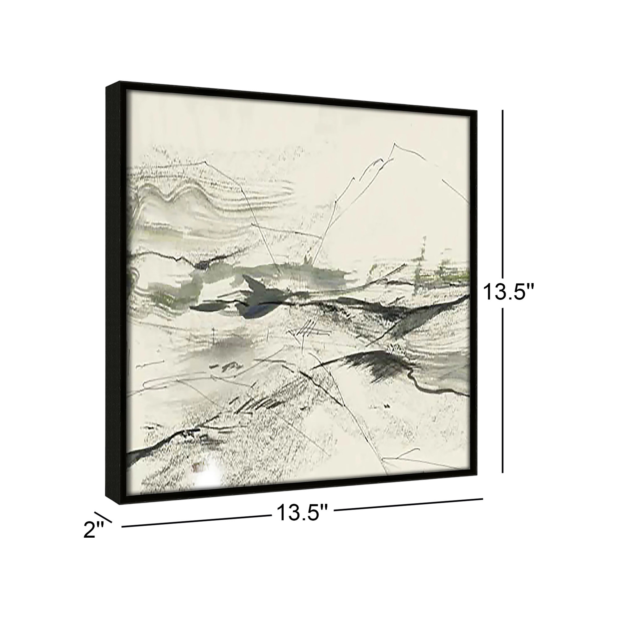 Green Sketches, Espresso Floater Framed, 13.5" H x 13.5" W x 2" D