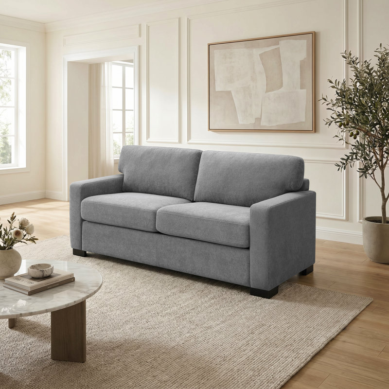 Ellaclaire Upholstered Sofa Sleeper With Queen Mattress, Gray Fabric