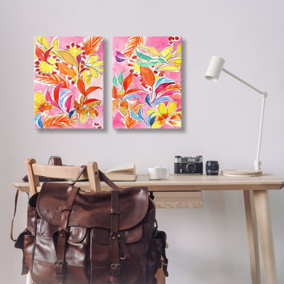 "Whimsical Leaf Impressions", ensemble de 2 impressions sur toile par Regina Moore