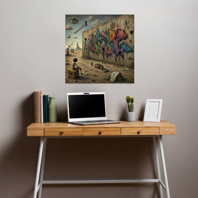Surreal Desert Graffiti Wall Surreal Abstract Contemporary Landscape Urban Wall Art Print by Katie Towers - Wrapped Canvas Print