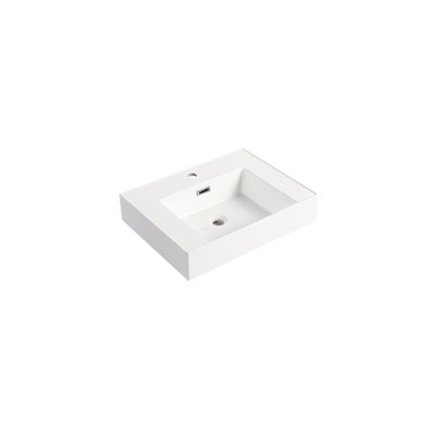 Vasque en résine pour salle de bain - Teinte chêne blanc américain, 61 cm de profondeur, 46 cm de largeur, 13 cm de hauteur, finition impeccable, poids 17,8 kg, 62,2 cm de profondeur x 46,5 cm de largeur x 13 cm de hauteur.