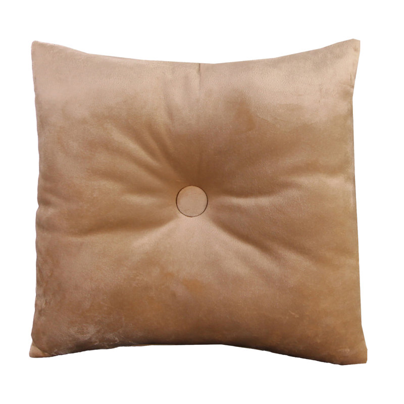 16" x 16" Tufted Indoor Throw Pillow with Button, Fairview Tan, 16H x 16"W