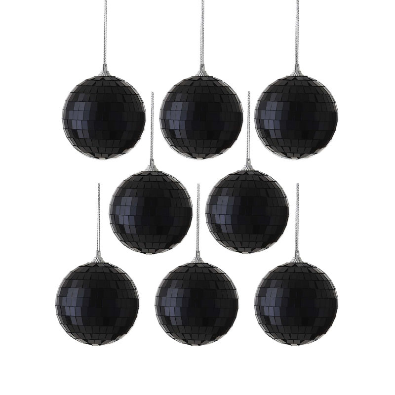 8cm Glass Bauble, Black