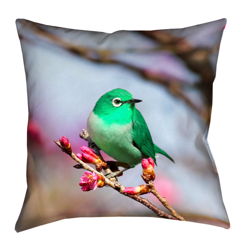 Coussin en coton oiseau vert Katelyn Smith, 16 po x 1 po