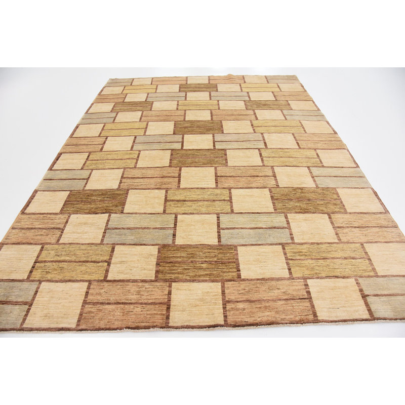 Tapis de surface en laine 6 pi 7 po x 8 pi 8 po noué la à la main one-of-kind Nash