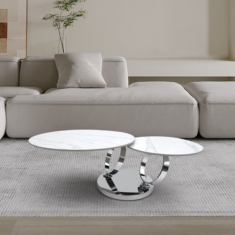 Table basse ronde abstraite Gracie Mills, White / Black