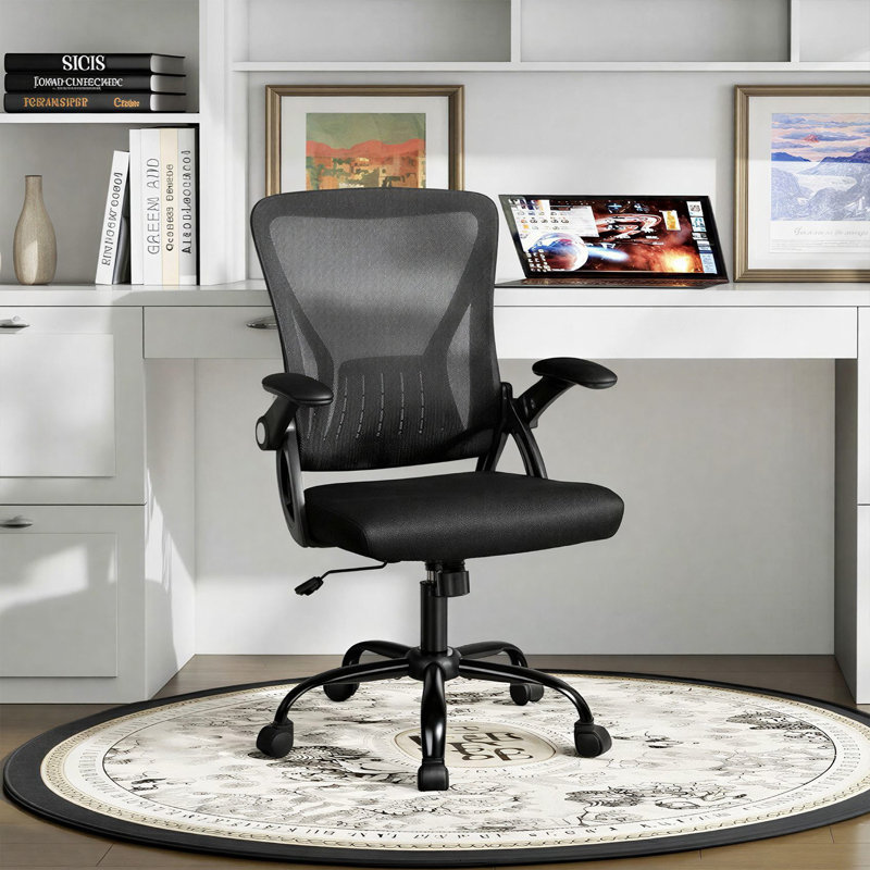 Chaise de bureau ergonomique en maille confortable pour la maison, chaise de bureau de direction avec soutien lombaire et accoudoirs relevables