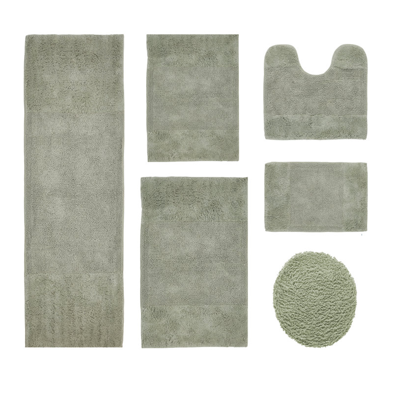 Makaylynn Premium 100% Cotton 6 Piece Bath Rug Sets with Non-Slip Backing, Machine Washable, Luxurious Solid Pattern Super Absorbent & Tufted Weave Bath Mat for Bathroom, Shower, and Tub